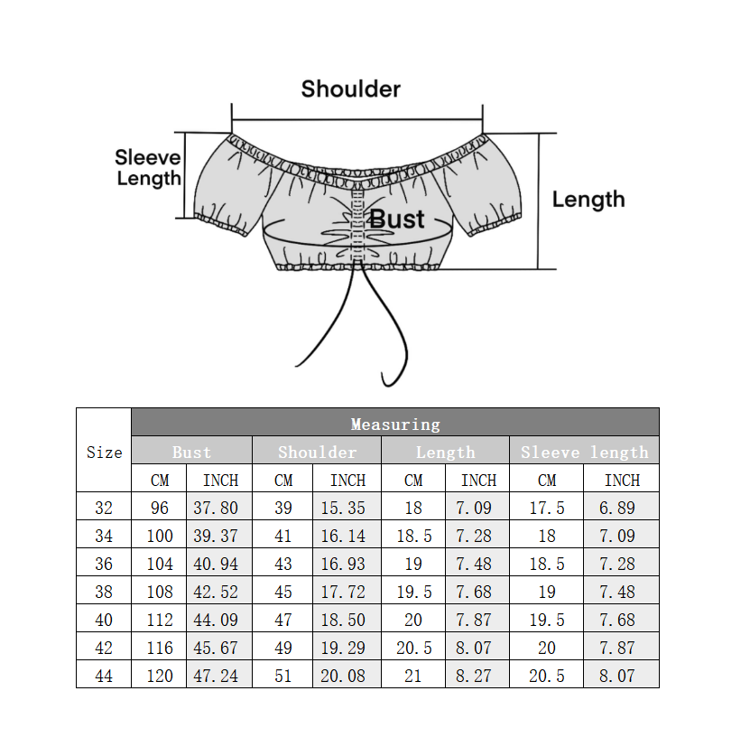 Damen Schulterfreies Dirndlbluse Elegant Trachtenbluse Weiß 32-46(21JB34)